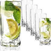 Drinkglazen, set van 6 waterglazen, sapglazen van glas, glazen voor water, drankjes, sap, feest, tuin, universele glazen, cocktailglazen, drankglazen, modern design (325 ml, hoog)