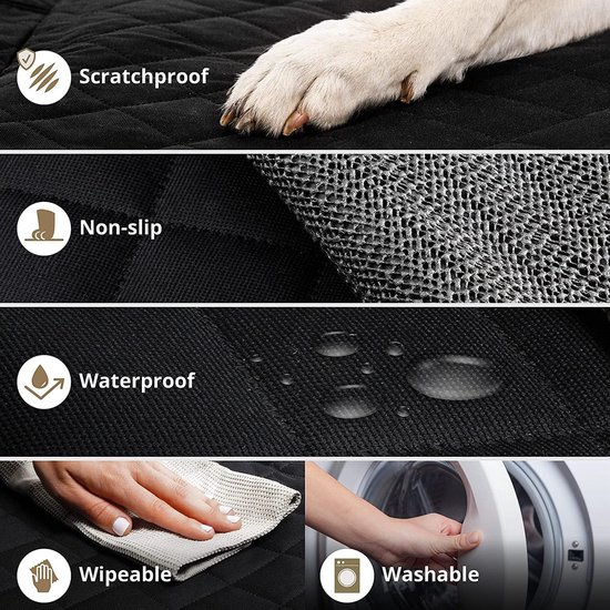 Autostoelhoes voor honden, universeel, 133 cm breed,Waterdichte autostoelhoes voor honden en kinderen, antislip, krasbestendig, duurzame autostoelbeschermer, niet compatibel met Isofix-autostoeltjes van Candure — afbeelding 5