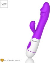 Clitoris En G-spot Stimulator voor vrouwen met extra stimulatie | Fijne orgasmes | Realistische eikel  | Krachtige Vibrator | Duo Vibrator | 30 standen | 19.5cm | Paars |