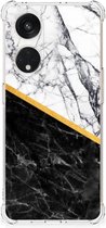 Back Cover OPPO A98 Smartphone hoesje met doorzichtige rand Marble White Black