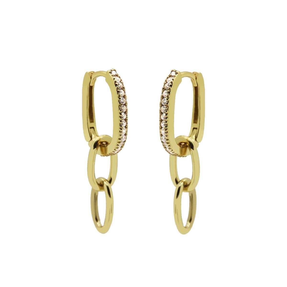 Karma Oorringen oval hoop chains Zilver