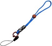 Keycords - keycord blauw-bruin - ringsluiting - met telefooncord - lanyard