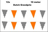 12x Vlaggenlijn Racing / finish Dutch 1000cm - Dutch grandprix - Race Oranje formule festival thema feest Grandprix Zandvoort Spa