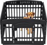 Hondenbox, Oefening Pet Box met deur voor kleine en middelgrote honden, 4-panelen, 24 inch H, zwart