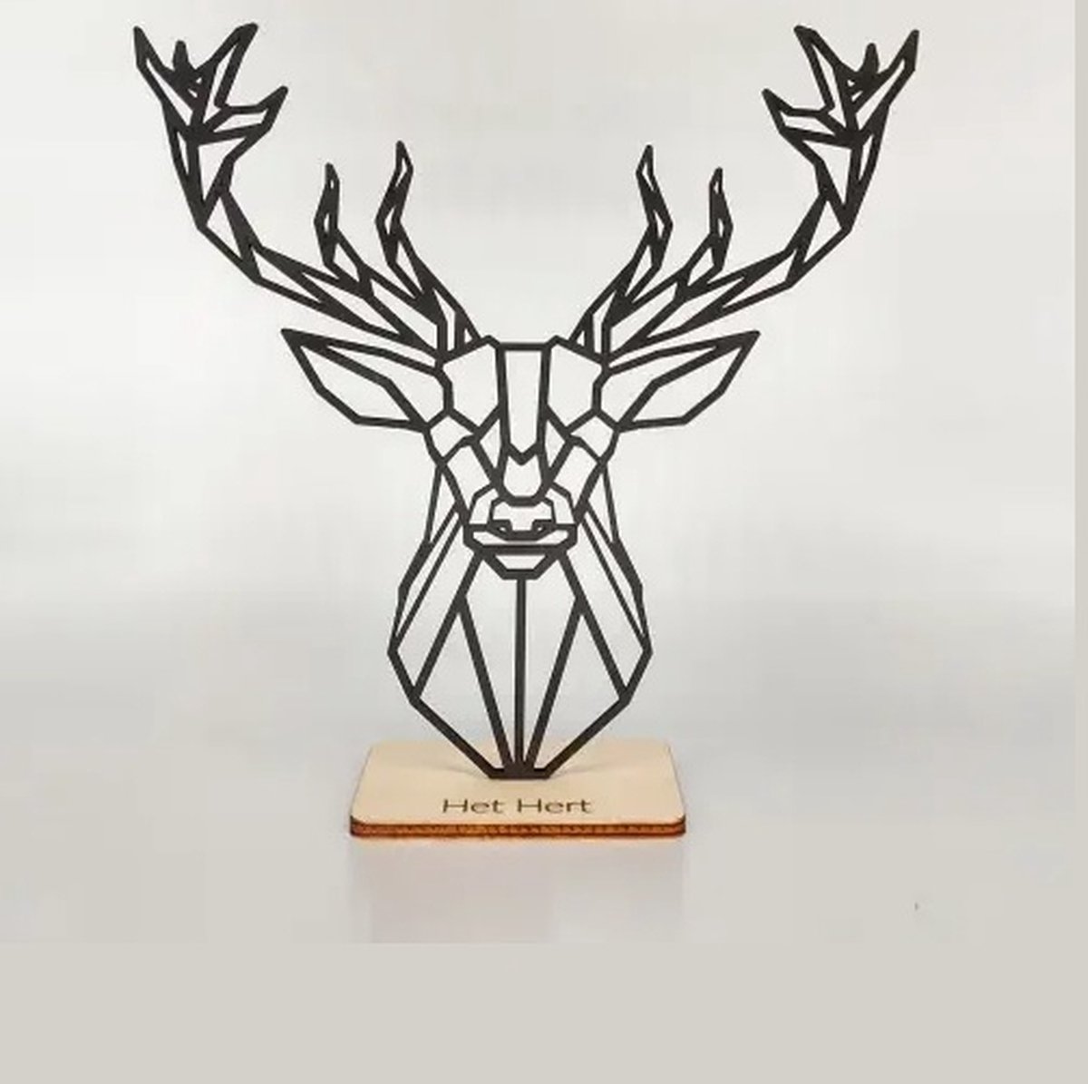 Silhouette - Hert - op voetstuk - 24x23cm - zwart
