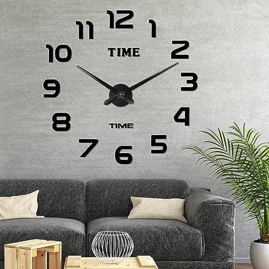 Horloge Murale 3D - Premium - Moderne Groot - 60 à 100 cm - Zwart