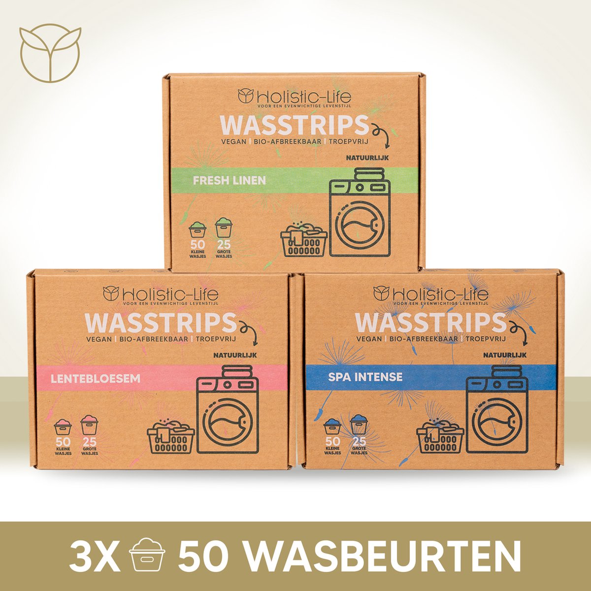 Wasmiddeldoekjes Proefpakket - Fresh Linen - Lentebloesem - Spa Intense Wasstrips - 3x50 Wasbeurten Incl. Wasverzachter – Wasmiddel Wasdoekjes – Vegan – Zero Waste