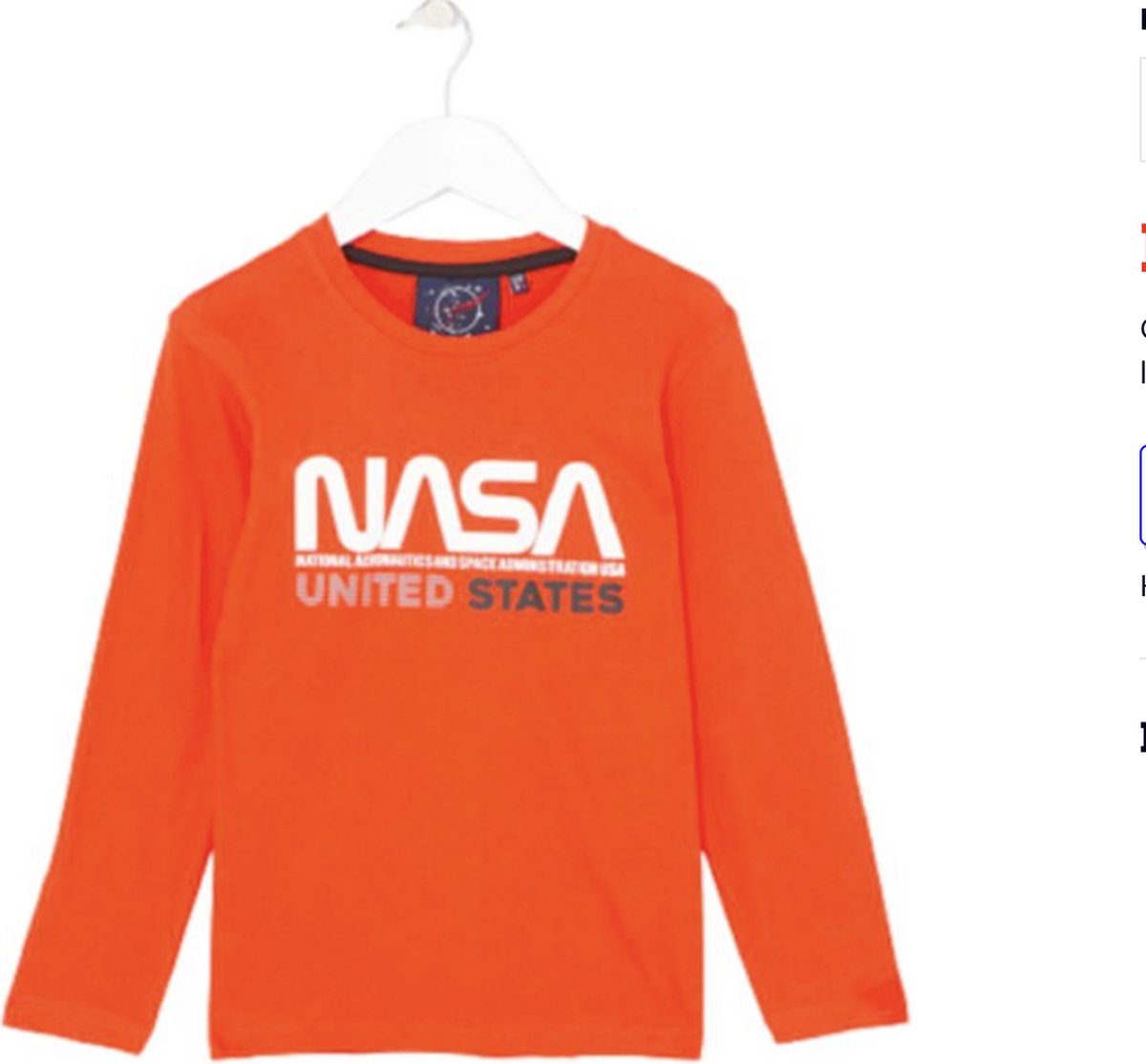 Nasa t-shirt - rood - Maat 164 / 14 jaar