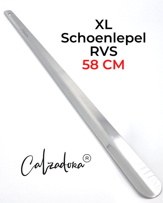 Calzadora® Schoenlepel Lang - 58cm - RVS Schoentrekker - Duurzaam en extra sterk - Roestvrijstaal - Lange schoenlepel