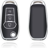 Autosleutel hoesje - TPU Sleutelhoesje - Sleutelcover - Autosleutelhoes - Geschikt voor Ford -zwart- F3 - Auto Sleutel Accessoires gadgets - Kado Cadeau man - vrouw