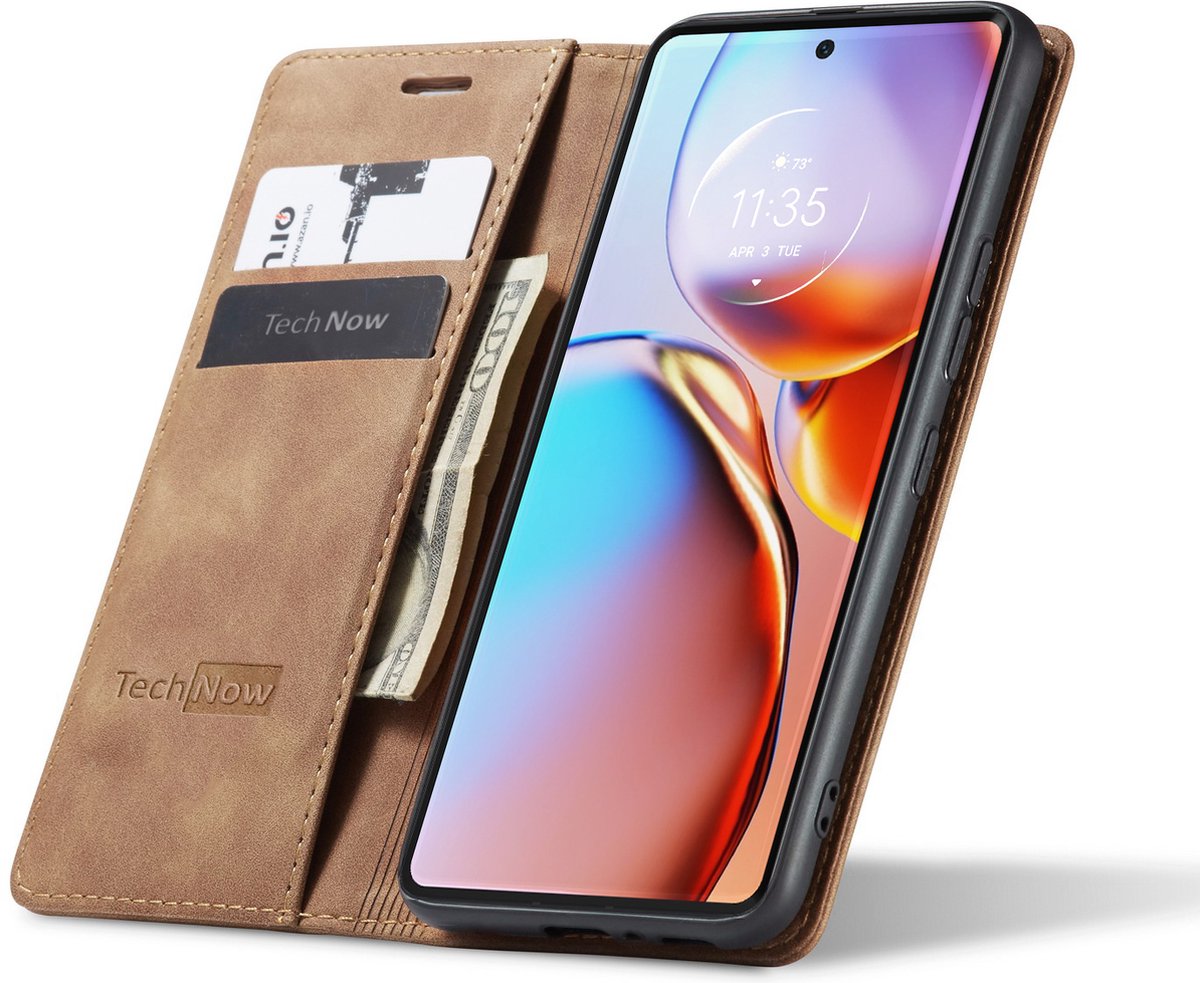 Hoesje geschikt voor Motorola Moto Edge 40 Pro - Book Case Leer Slimline Bruin