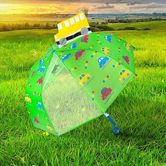 Parapluie pour enfants pour la pluie, pour garçons et filles, petit parapluie coloré imprimé en 3D avec fleurs d'oiseaux, avec prise en main facile, manuel, résistant à la pluie, léger et durable
