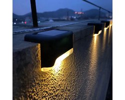 Meisterhome Solar traptrede led verlichting dag en nacht sensor op zonne energie - IP65 Waterdicht- 4 stuks - Tuinverlichting - Warm wit - Zonne-energie - Voor Trappen, muren , paden -Terras