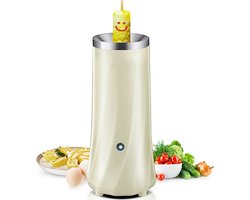 Automatische Egg Roll Maker - Elektrische Eierkoker & Omelet Machine - 360° Verwarming - RVS 304 - Inclusief Recepten & Reinigingsborstel - Wit/RVS