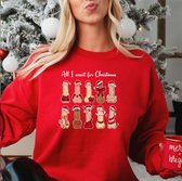 Foute kersttrui- All i want for christmas is - Kerst sweater- Dames -Kleur rood maat 2XL
