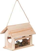 Mangeoire à oiseaux suspendue Relaxdays - bois - toit pliant - nichoir - aire d'alimentation