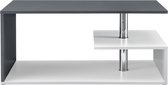 Salontafel Lupita - 90x50x41cm - Wit en Donkergrijs - Spaanplaat - Modern design