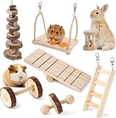 Hamster Kauwspeeltje, Natuurlijk Hout Konijn Cavia Tandverzorging Molaire Oefening Speelgoed Ladder Accessoires voor Konijn Syrische Hamsters Chinchilla Gerbils Ratten (7 Stuks)