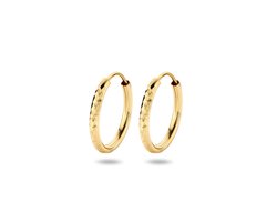 Marie Celeste oorringen ronde buis gediamanteerd - 16 mm - Goud