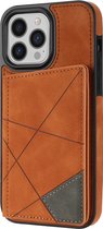 Hoesje geschikt voor iPhone 15 Pro Max - Backcover - Pasjeshouder - Portemonnee - Camerabescherming - Stijlvol patroon - TPU - Oranje