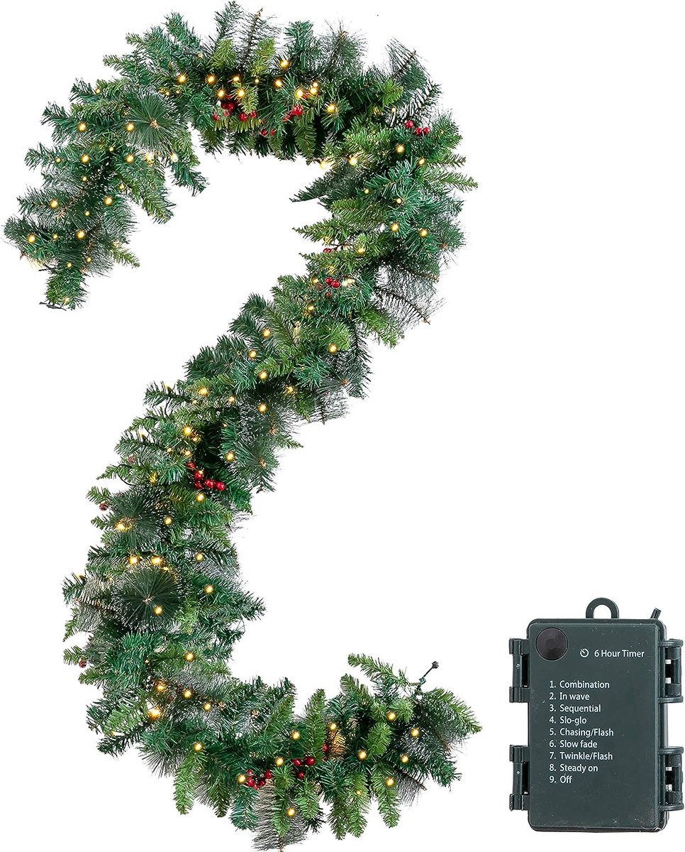 Meisterhome - Guirlande met verlichting 2.70 meter - Kerstguirlande - 50 led
