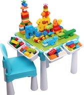 SHOP YOLO - Table d'activités - Table de jeu pour enfants - 128 pièces Grands Bouwstenen - dont 1 Chaise - Blauw