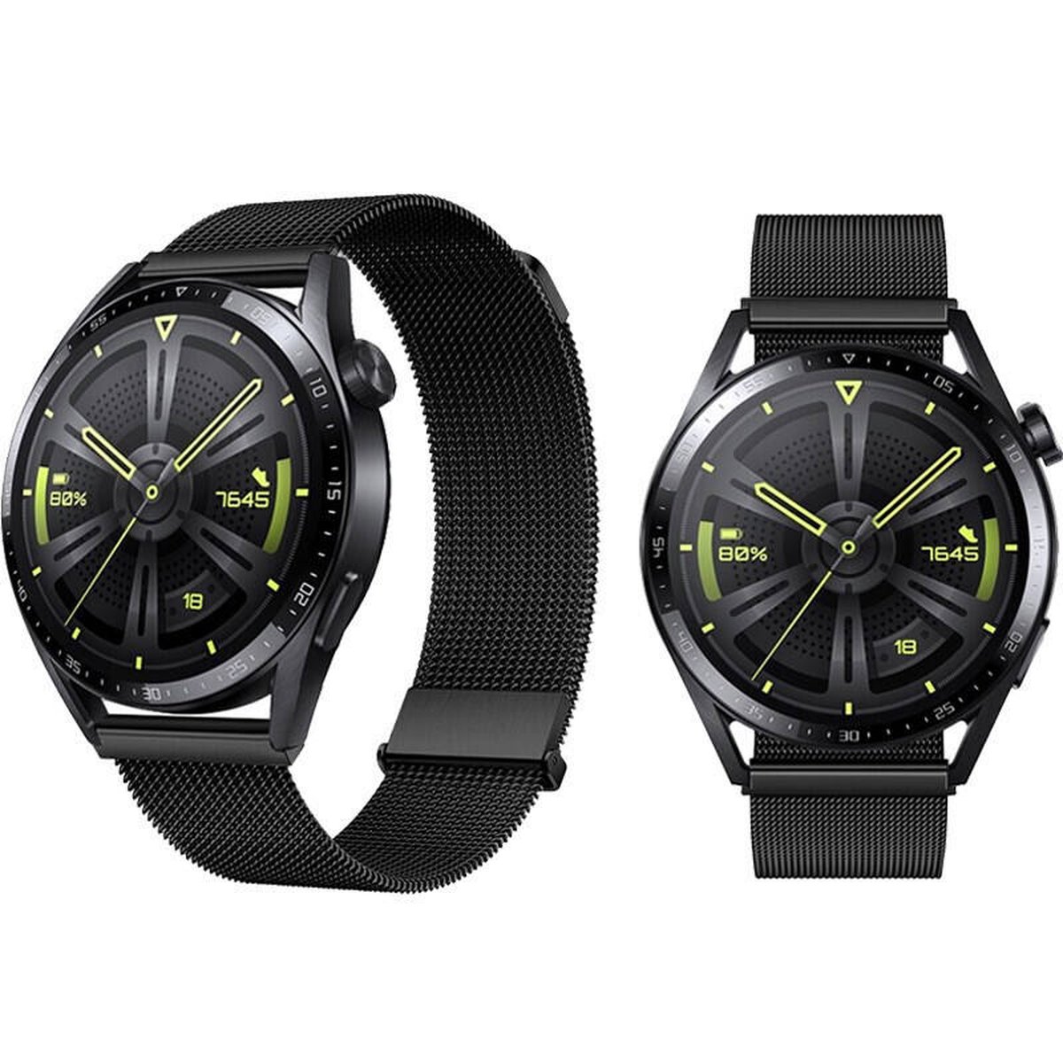 Luxe stalen horlogeband - zwart - samsung galaxy watch 4 - samsung galaxy watch 5 - 20mm - milanese stijl