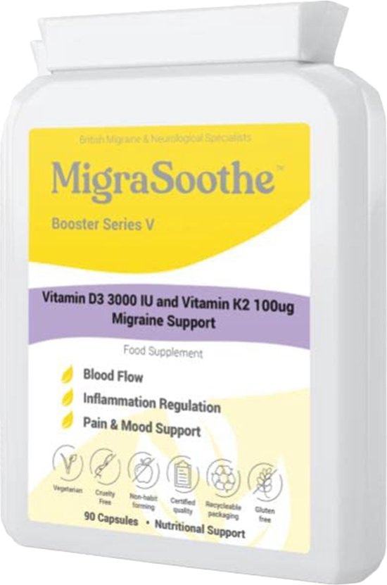 MigraSoothe Booster Series V Vitamine D3 3000 IU Vitamine K2 100µg
