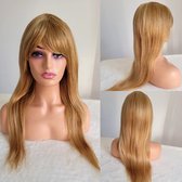 Braziliaanse Remy pruik 22 inch P27 613 blonde steil haren -menselijke haren - real human hair wig met pony