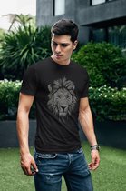 Rick & Rich - T-Shirt heren met print - T-Shirt heren grappig - T-Shirt met Opdruk - T-Shirt Leeuw - T-Shirt Lion - Zwart T-shirt - T-Shirt met ronde hals - T-shirt Man - T-shirt maat 3XL