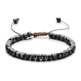 Sorprese armband - Ibiza Beads - armband dames - vierkante kralen - zwart - verstelbaar - cadeau - Model S - Cadeau