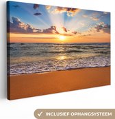 OneMillionCanvasses - Canvas - Zonsondergang - Strand - Zee - Wolken - Schilderijen op canvas - Foto op canvas - 120x80 cm - Wanddecoratie - Slaapkamer