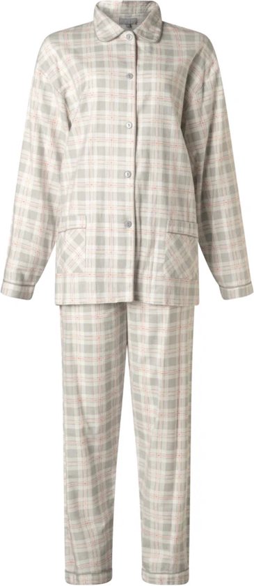 Lunatex dames pyjama flanel | MAAT M | Ruit | grijs