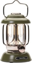 Skandika Forsol LED Camping Lamp in Retro Stijl – Tentlampen - Oplaadbaar, Continu Dimbaar, 4400mAh Batterij, USB-C, 500 g - Lantaarn voor Kamperen, Tuin, Decoratie, Wandelen [Energieklasse A+] – 11 x 11 x 17 cm (LxBxH) - groen