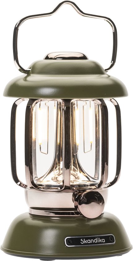 Lampe De Camping LED Skandika Forsol - Style Rétro, Batterie 4400mAh, Rechargeable USB-C