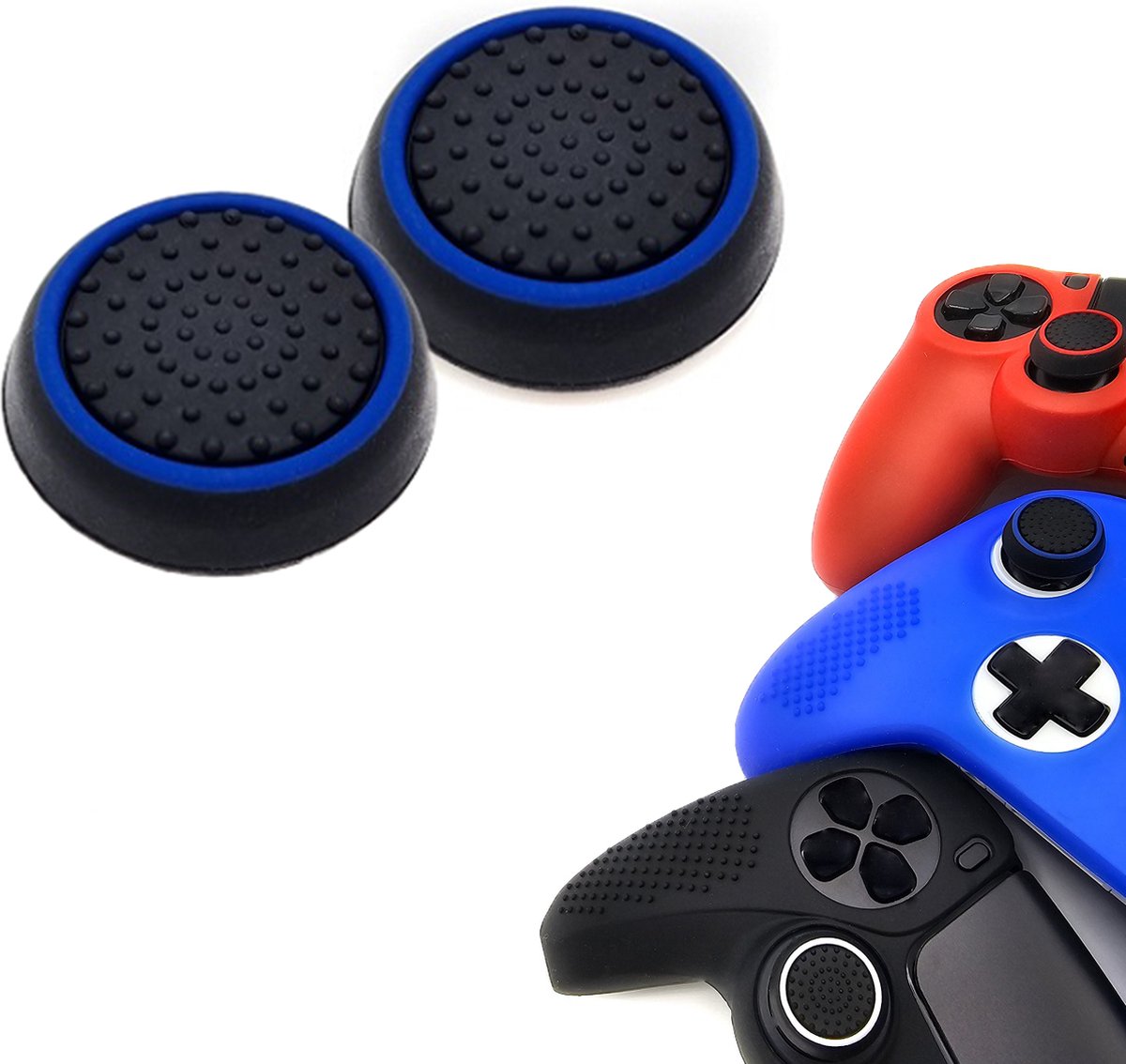 Gadgetpoint | Gaming Thumbgrips | Performance Antislip Thumbsticks | Joystick Cap Thumb Grips | Zwart met Blauw | Accessoires geschikt voor Playstation PS4 PS5 & Xbox & Nintendo Pro Controller