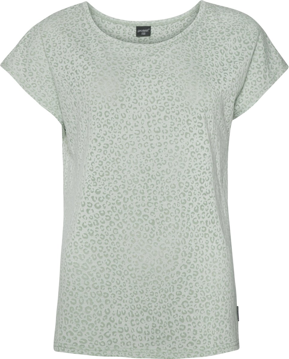 Protest Prtmegan – T shirt Dames – Korte mouwen – Ronde hals Groen