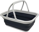 Opvouwbare kuip van 9,2 liter met handvat - Draagbare picknickmand voor buiten - Opvouwbare boodschappentas - Ruimtebesparende opslagcontainer (grijs/leigrijs, 1)