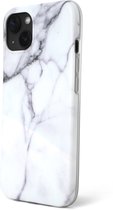 R2B® Marmer hoesje geschikt voor iPhone 14 - Model De Bilt - Inclusief screenprotector - Wit