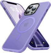 Hoesje Geschikt voor Apple iPhone 13 Pro Max - Compatibel met MagSafe - Matte Beschermhoes - Back Cover met Magneet - Geschikt voor Draadloos Opladen met Magnetische Ring - Violet