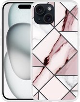 Cazy Hoesje geschikt voor iPhone 15 Roze Marmer