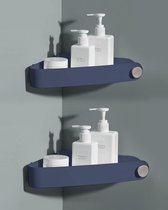 2 stuks plastic doucheplank zonder boren douchemand wordt geleverd met een kleine ronde haak douchemanden aan de muur gemonteerd voor keuken en badkamer, marineblauw