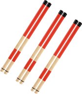 3 Paar 5A Drumstokken 16" Bamboo Hot Rods Drumsticks voor Jazz, Folk, Kleine Locaties en Akoestische Prestaties - Rood