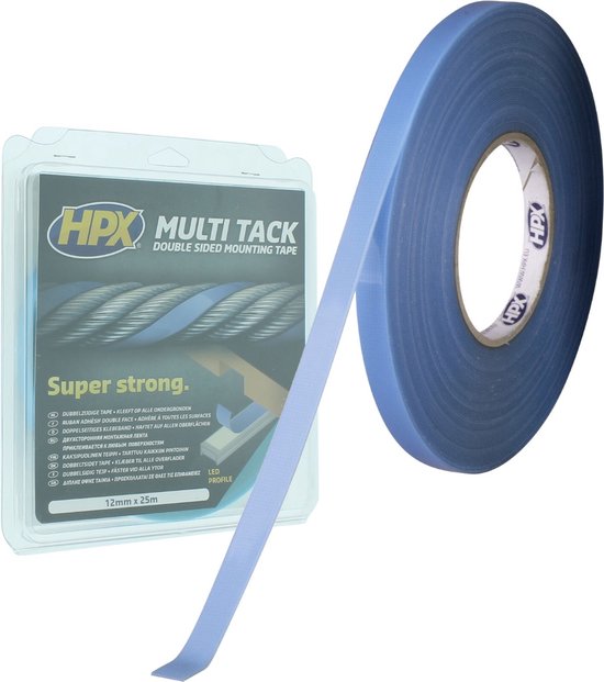 Dubbelzijdige Multi-tack tape - semi-transparant 12mm x 5m - HPX
