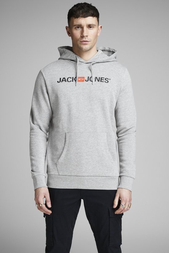 Jack and Jones Hoodie Grijs Avec Logo Et Poche Kangourou Regular Fit - XS