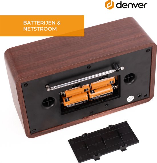 Denver DAB Radio - Retro Radio - Bluetooth - DAB+/ FM - Dimbaar - Batterijen & Netstroom - DAB18