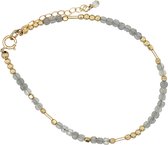 Pat's Jewels Armband - Dames Armband - Kralen Armband - Edelsteen - Grijs - Goud