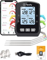 Bol.com Tenify Vleesthermometer - Draadloos met Mobiele App - 4 meetsondes - BBQ Thermometer aanbieding