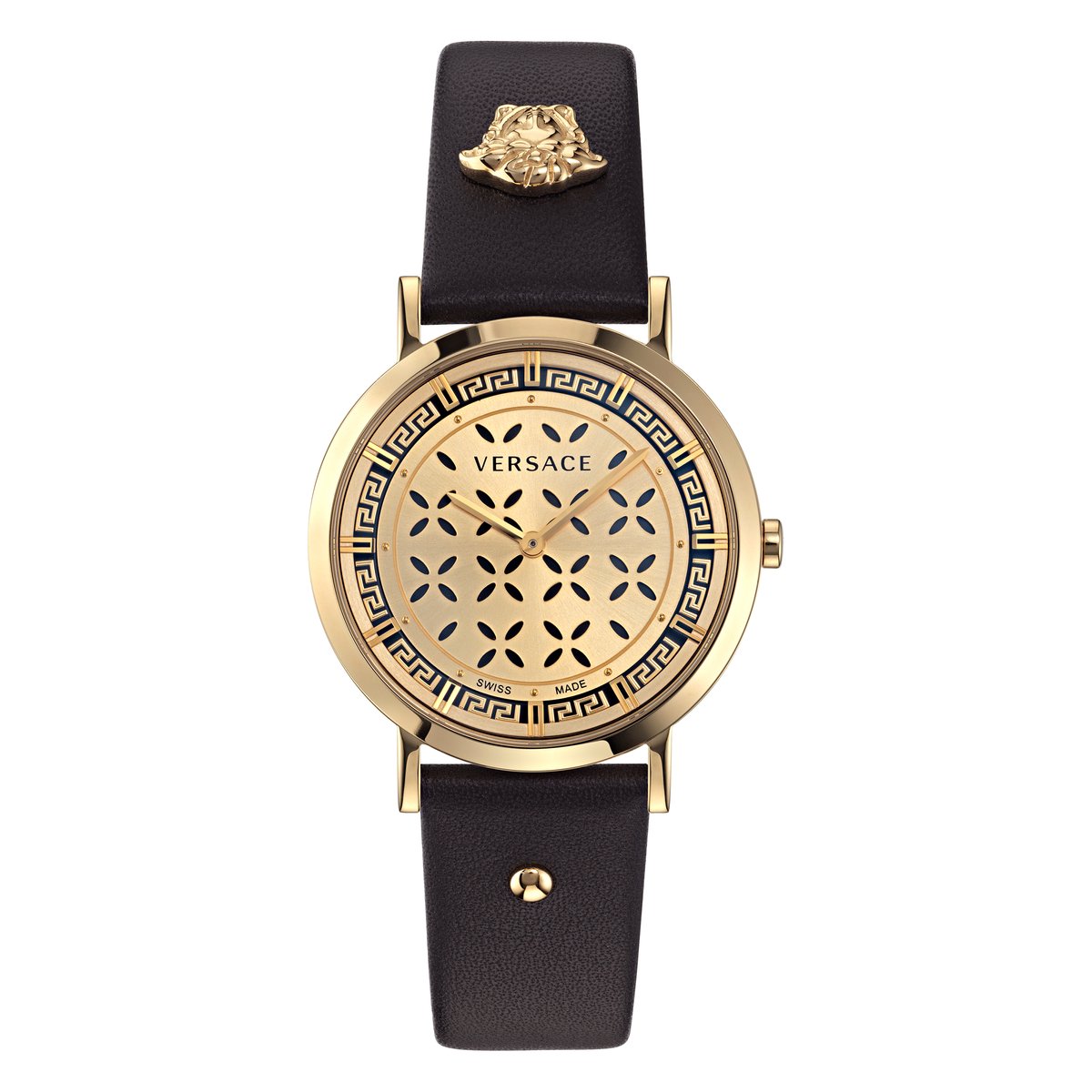 Versace Versace New Generation VE3M01023 Horloge - Leer - Zwart - Ø 36 mm