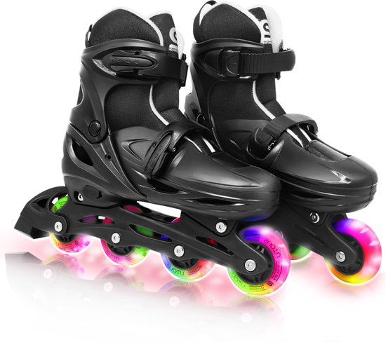 Suotu Inline Skates - Maat 34-37 - lichtgevende wielen - Zwart